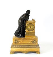 Lot 201 - A French bronze ormolu mounted and Sienna marble mantel clock