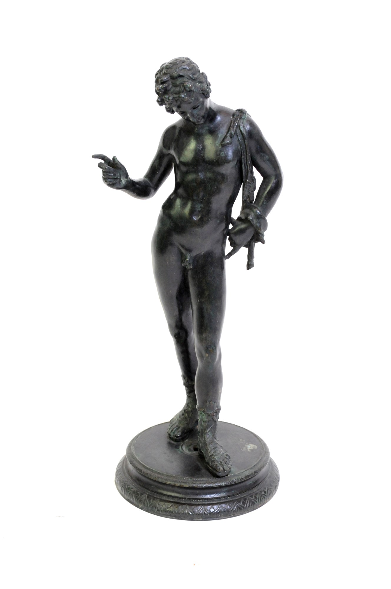 A bronze figure of Narcissus and the Venus Calipigia by Anonymous