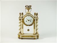 Lot 195 - A French Louis XVI marble and ormolu portico clock