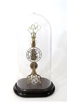 Lot 486 - English brass scissor twin pendulum skeleton time piece