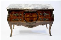 Lot 134 - A Louis XV style Kingwood and inlaid serpentine commode