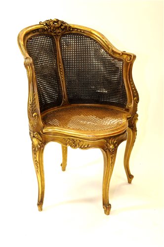 Lot 864 - A French giltwood Bergère tub chair c1900