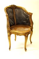 Lot 864 - A French giltwood Bergère tub chair c1900