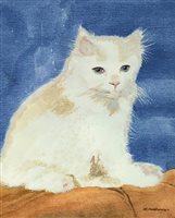 Lot 483 - Watercolour of a cat