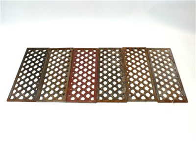 Lot 469 - Eleven sections of Edwardian cast iron grating panels