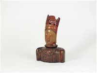 Lot 292 - A Chinese carved rosewood and buffalo horn bust of Guanyin