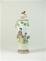 Lot 297 - A Chinese famille rose porcelain baluster vase and cover