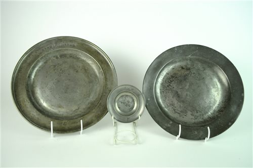 Lot 760 - Three pewter dishes