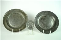 Lot 760 - Three pewter dishes