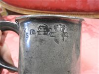 Lot 140 - A large collection of 22 pewter drinking vessels, mugs, measures etc