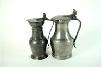 Lot 744 - Two French pewter flagons from Normandy
