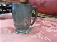 Lot 153 - An assorted collection of 14 pewter drinking vessels, goblets, mugs, measures
