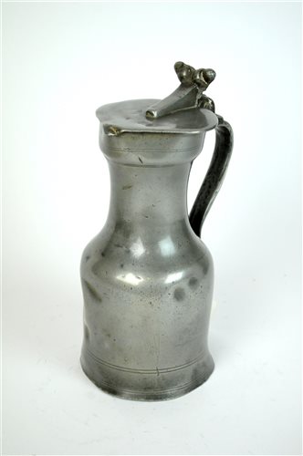 Lot 751 - An 18th century French pewter ale pitcher