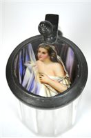 Lot 171 - A glass tankard with pewter lid