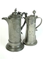 Lot 173 - A late 19th century/early 20th century pewter communion flagon