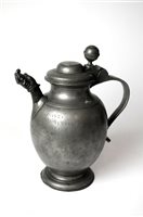 Lot 179 - A Continental pewter bellied jug or sugerli