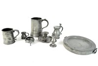 Lot 183 - A small collection of eight assorted pewter items