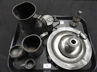 Lot 183 - A small collection of eight assorted pewter items