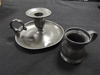 Lot 183 - A small collection of eight assorted pewter items
