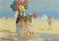 Lot 378 - Roy Petley, selling balloons on the beach