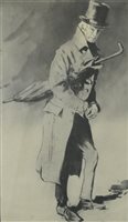 Lot 131 - Edgar Cheshire, man with top hat and umbrella