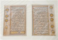 Lot 293 - A Safavid Persia illuminated manuscript page from a Koran