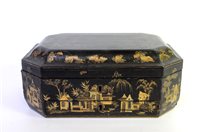 Lot 539 - A Chinese export black lacquer sewing box