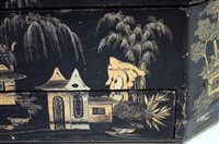 Lot 539 - A Chinese export black lacquer sewing box