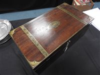 Lot 568 - A mahogany and brass bound campaign desk
