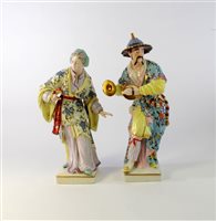 Lot 359 - A pair of large Meissen-style figures