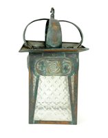 Lot 623 - An early 20th century Art and Crafts style copper ceiling lantern