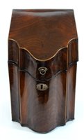 Lot 668 - A George III mahogany and boxwood strung knife box