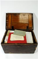 Lot 599 - An old stained pine chest containing an interesting collection of ephemera