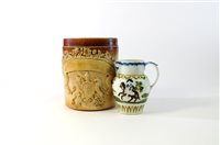 Lot 180 - A prattware Nelson commemorative jug and a salt-glaze jar
