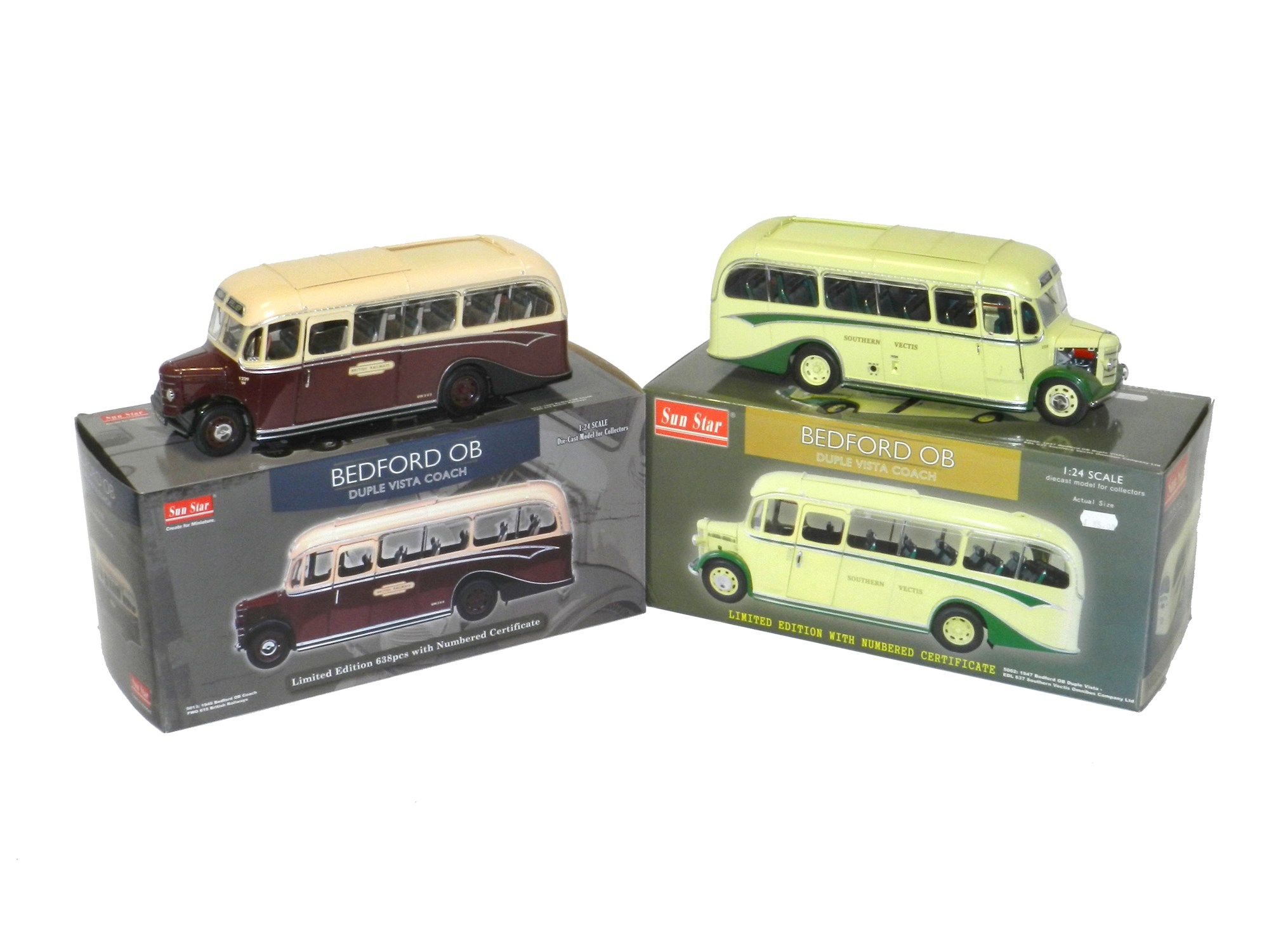 Lot 287 - Sunstar pair of boxed Bedford OB 1/24 buses.