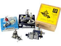 Lot 329 - Vintage Model Diesel Engines and boxes DC Dart .55, Mills .75, Frog 80, ED Racer 2.49cc