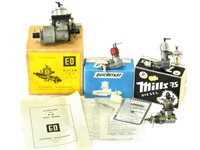 Lot 329 - Vintage Model Diesel Engines and boxes DC Dart .55, Mills .75, Frog 80, ED Racer 2.49cc