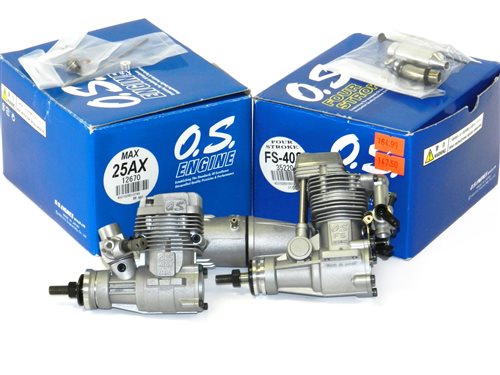 Lot 332 - O.S.FS-40S and O.S. Max 25AX Model Glow Engines and boxes