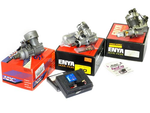 Lot 333 - Model Glow Engines: Enya 30 2-stroke, Enya 35 4-stroke, S.C. 21 Marine.