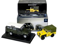 Lot 298 - Minichamps Land Rovers: Defender 110 and 1948 AA Road Service 1/18th scale