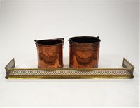 Lot 612 - Copper pails and a brass fender