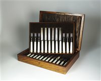 Lot 97 - A cased set of silver fruit knives and forks