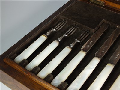 Lot 97 - A cased set of silver fruit knives and forks