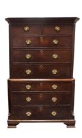 Lot 795 - Early 19th century cross banded oak chest on chest