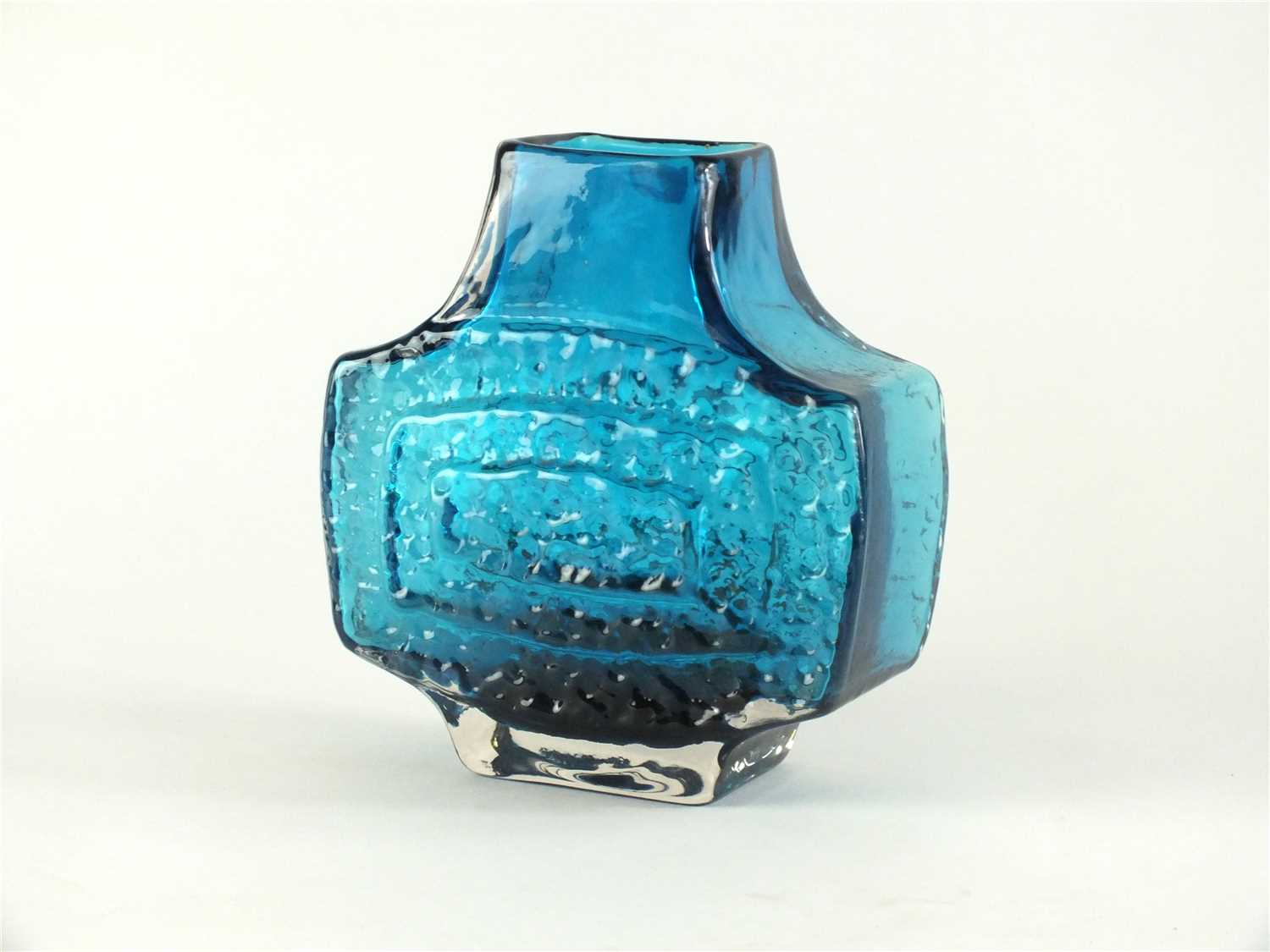 Lot 129 - A Whitefriars TV vase in Kingfisher blue