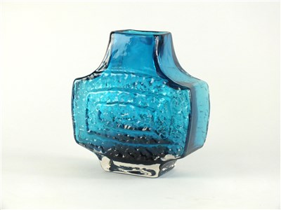 Lot 129 - A Whitefriars TV vase in Kingfisher blue