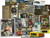 Lot 363 - Large quantity of model railway buildings, figures, scenery, accessories and H&M Executive high power transformer