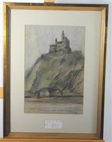 Lot 56 - Harold Riley, a study of the castle Katz on the Rhine