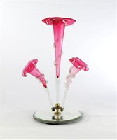 Lot 185 - A Victorian cranberry glass epergne
