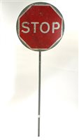 Lot 675 - A vintage 20th century hand-held ‘lollypop STOP, GO’ traffic sign